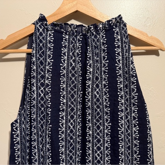 Anthropologie THML Navy, Red & White Embroidered Swing Dress Tassel Accents Med - Picture 13 of 14